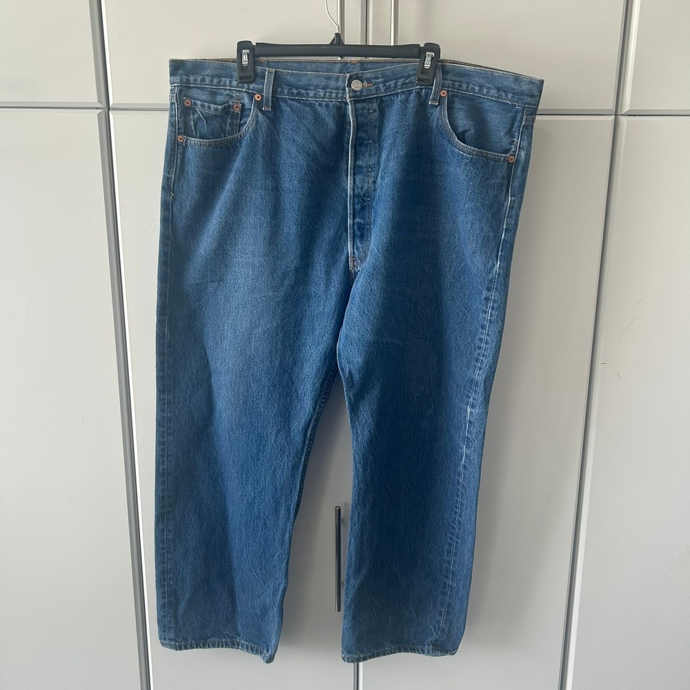 Levis 501‎ Original Fit Mens Blue Denim Button Fly Jeans W46 L30 Medium Wash